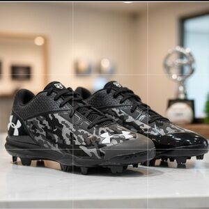 Under Armour Men’s Deception Low DT Metal Baseball Cleats Black Camo Size 13
